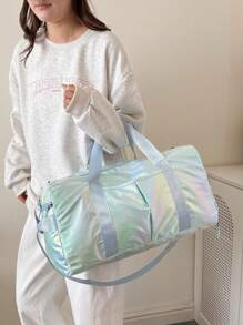 1 pieza Bolsa de yoga, deporte y gimnasia grande, impermeable, con compartimentos para húmedo y seco, de colores perlados y multicolor, adecuada para viajes, campamentos, uso en todas las estaciones, con compartimento para zapatos (se puede llevar en el trolley)