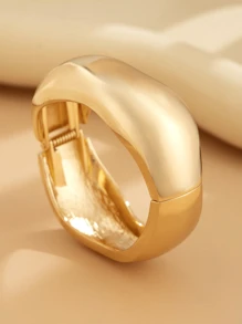 1pc Exaggerated Fashionable Asymmetrical Metal Cuff Bracelet, Vintage Minimalist Geometric Round Big Coiled Spring Open Bangle Bracelet, Women Daily Decoration, Festival & Birthday Gift, Party Jewelry, Casual Travel Charm Jewelry Gift