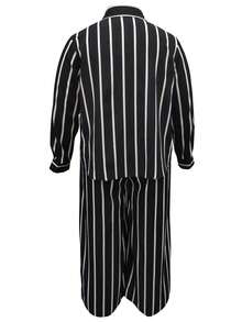 2 件大码女式撞色条纹印花长袖上衣和裤子套装 - 彩色 - 查看 4