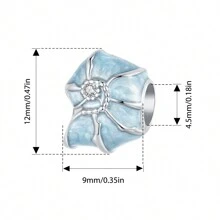 WOSTU 1 pieza Cuentas de plata de ley 925 con concha azul como dije para mujer, joyas finas para bricolaje con pulsera, regalos para fiestas