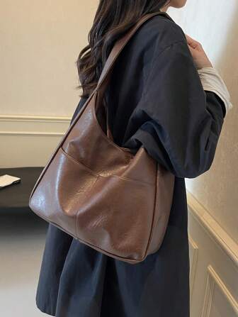 Large Capacity Women's Tote Bag, Soft Faced Bucket Bag, Commuting Bag, College Student Class Shoulder Bag, Simple And Versatile Armpit Bag, Foldable Women's Handbag, And Fashionable Big Bag, Niche Design, Original Bag Suitable For Gifting Friends For Shopping, Dating, Business Trips, And Business Use