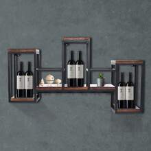 Wall Mounted Metal Bar Wine Rack Restaurant Bottle Storage Display Holder Shelf - Black - View 5