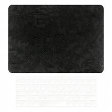 Miloocul Compatible With Mac Book Air 13/Mac Book Pro 13/Mac Book Pro 14/Mac Book Air 15/Mac Book Pro 16 Relief Leaves Flowers Leather Plastic Hard Shell Case With Keyboard Cover… - Black - View 1