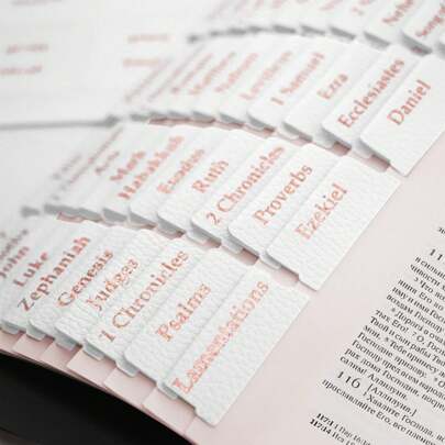 84pcs High Quality White Leather Bible Tabs - Laminated Bible Index Tabs, Suitable For Bible Study - Easy To Read And Stick, Includes 66 Old & New Testament Tabs + 18 Blank Tabs - Bible Organization Tool, Essential For Back To School