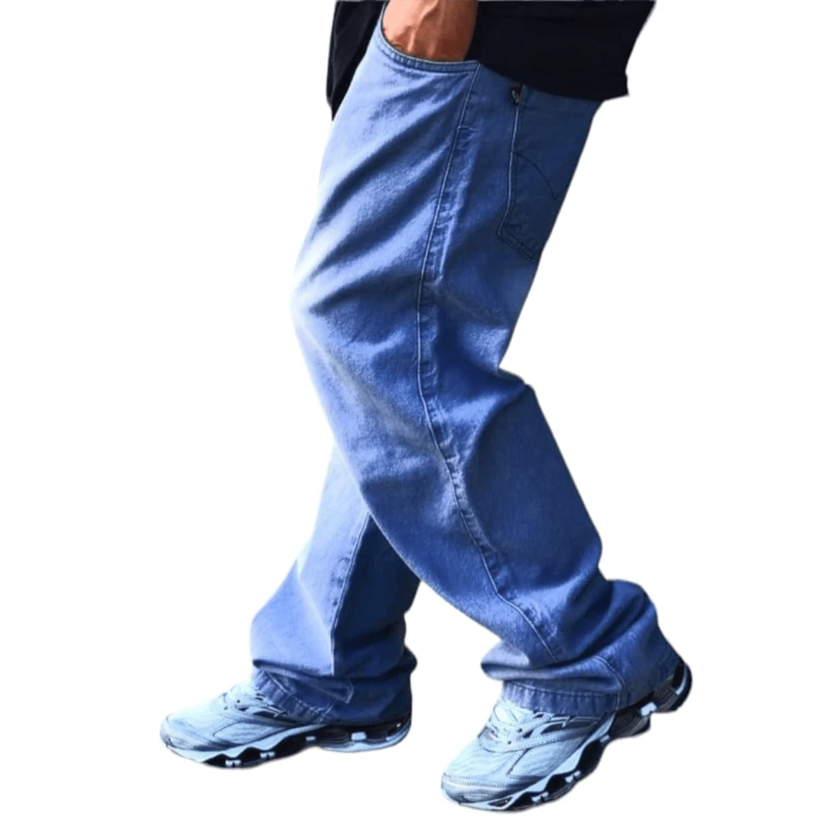 Original Plus Size Men's Dazzling Balloon Jeans Wide Leg Pants - 淺藍色 - 查看 1