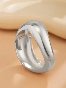 1pc Exaggerated Fashionable Asymmetrical Metal Cuff Bracelet, Vintage Minimalist Geometric Round Big Coiled Spring Open Bangle Bracelet, Women Daily Decoration, Festival & Birthday Gift, Party Jewelry, Casual Travel Charm Jewelry Gift