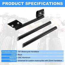 Manillar de motocicleta, manillar de motocicleta de 22 mm, manillar ajustable universal para automóvil deportivo, tranvía, ATV, scooter, vehículo todoterreno - Azul - Ver 5