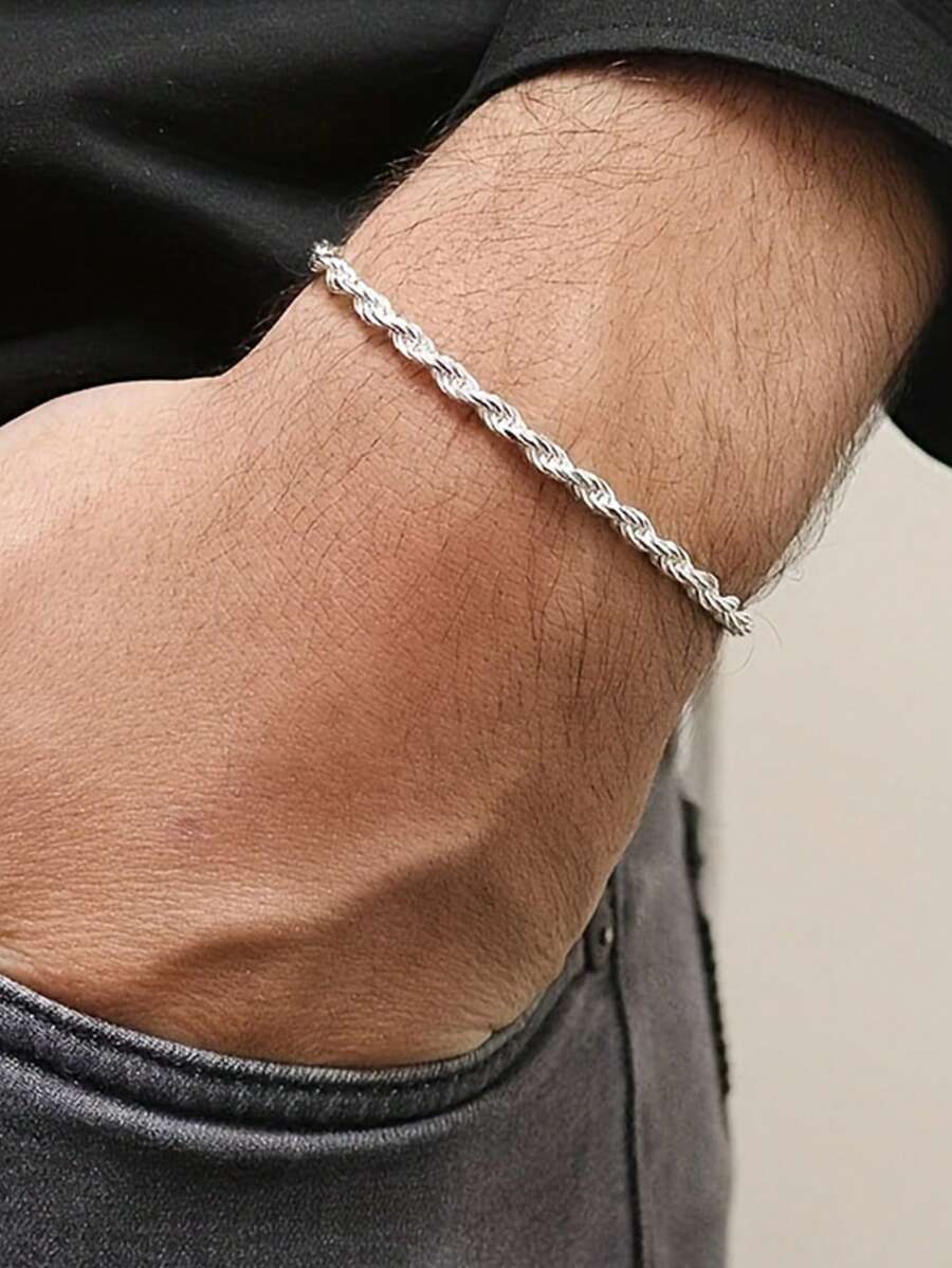 1 件时尚个性化 925 纯银男士可调节手链，适合日常佩戴或复活节的珠宝礼物