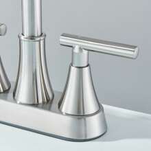 Bathroom Sink Faucet 2 Handles 3 Holes 4 In Centerset Vanity Waterfall Swivel Spout Lavatory Faucet With Drain - Brushed Nickel - View 9