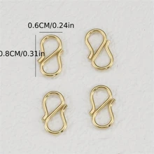 20 pièces Connecteurs en acier inoxydable dorés/argentés en forme de S de 8 mm, fournitures de fabrication de bijoux DIY pour bracelets, colliers, porte-clés, projets d'artisanat