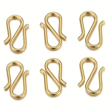 20 pièces Connecteurs en acier inoxydable dorés/argentés en forme de S de 8 mm, fournitures de fabrication de bijoux DIY pour bracelets, colliers, porte-clés, projets d'artisanat