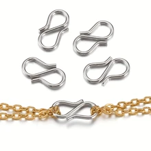 20 pièces Connecteurs en acier inoxydable dorés/argentés en forme de S de 8 mm, fournitures de fabrication de bijoux DIY pour bracelets, colliers, porte-clés, projets d'artisanat