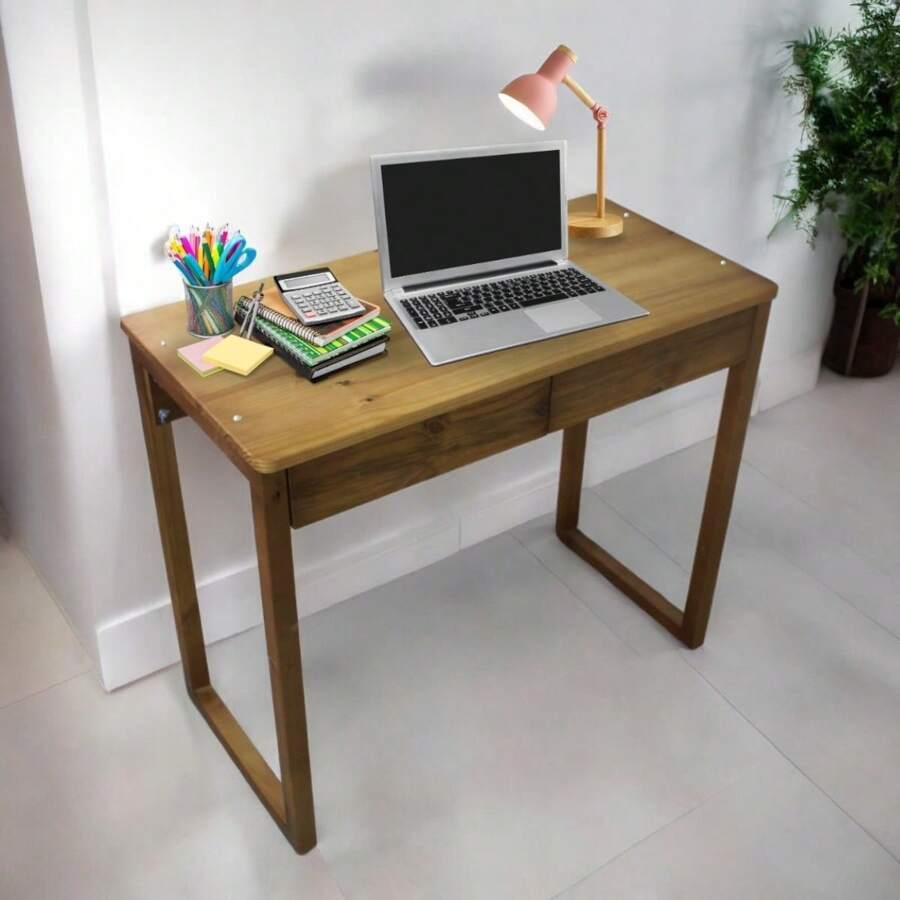 Modern Computer Desk Table With Drawer Home Office - 鏽棕色 - 查看 1