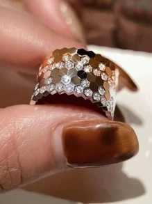 1枚蜂巢设计925纯银戒指，优雅珠宝礼品，适合女士，适合约会、生日等场合。 - 蜂巢戒指 - 查看 3