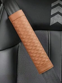 1pc/2pcs Car Shoulder Protector Leather Embroidered Soft And Comfortable Car Seat Belt Protective Cover,Car Accessories