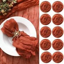 12 chiếc/gói 19,7 X 19,7 inch Khăn ăn vải thưa, Khăn ăn trang trí bằng vải nhăn có thể tái sử dụng cho gia đình, đám cưới, tiệc ngày lễ tình nhân - Nhiều màu - Xem 1