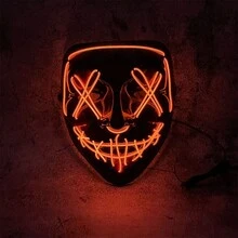 Máscara Luz Led La Purga Halloween The Purge Colores Calidad - Naranja - Ver 5