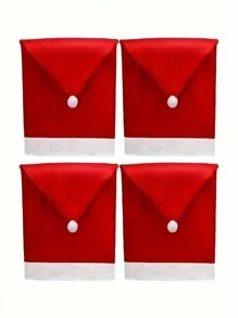 1/4/6/8 PCS Christmas Chair Cover, Santa Claus Hat Slide Cover Christmas Chair Back Cover For Christmas Restaurant Decoration - Red - View 14