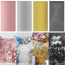 Kit 2 New Curtain Panel (Small Square) Metallic Party Decoration - Bạc - Xem 3