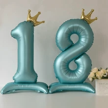 1 件 42 英寸蓝色立式底座皇冠数字 0-9 周年生日派对节日婚礼装饰 - 藍色 - 查看 6