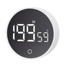 数字厨房计时器 - 磁性倒计时计时器，配有大型 LED 显示屏，音量可调，方便烹饪，适合老年人和儿童使用 - 白色 - 查看 2