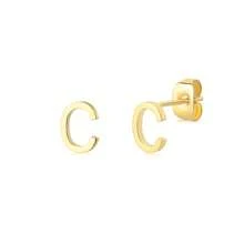1 par de brincos de aço inoxidável com letras iniciais para mulheres, brincos de cor dourada, brincos de piercing, joias da moda para presente de Natal