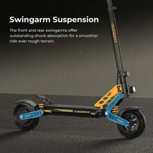 Ausom Leopard Off-Road Electric Scooter, 1000W Motor, 20.8Ah Battery, 34MPH Speed, 52-Mile Range, Foldable Commute Sport E-Scooter W/10'' Off Road Tires, LCD Display & Removable Seat, Dual Disk Brakes & Suspension - 黑色 - 查看 6