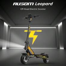 Ausom Leopard Off-Road Electric Scooter, 1000W Motor, 20.8Ah Battery, 34MPH Speed, 52-Mile Range, Foldable Commute Sport E-Scooter W/10'' Off Road Tires, LCD Display & Removable Seat, Dual Disk Brakes & Suspension - 黑色 - 查看 2