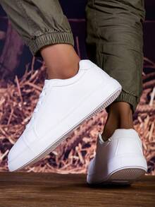 男女通用厚底休闲白色运动鞋