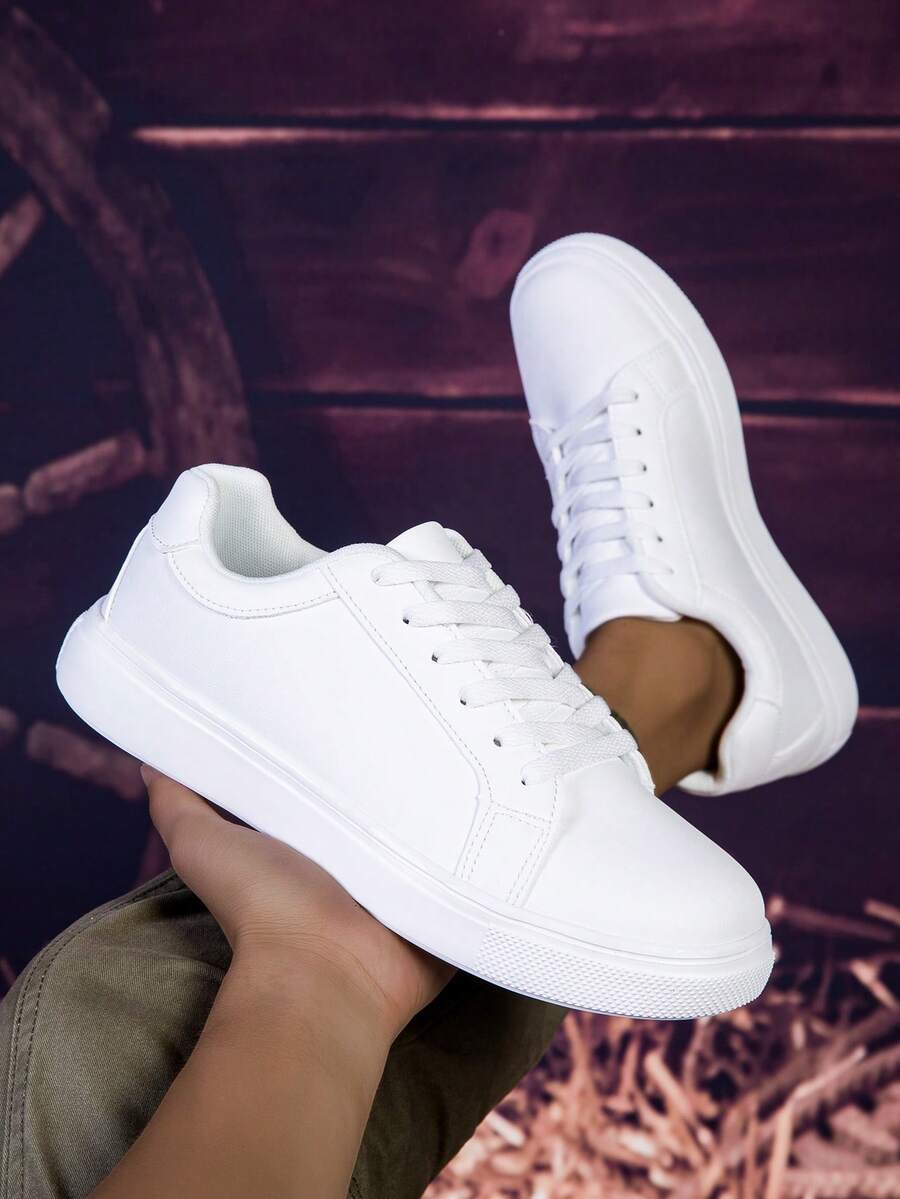 男女通用厚底休闲白色运动鞋