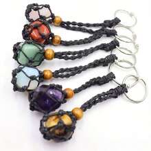 14Pcs Crystals Stone And Chakra  Keychain(Contain Stones) Set, 7 Pcs Chakra Stones, 7 Pcs Handmade Adjustable Holders, Natural Crystal For Positive Energy