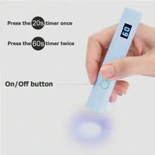 FollowBreak 1 件便携式 USB 可充电 LED 显示屏美甲灯、凝胶指甲油固化灯、家庭 DIY 使用 - 藍色 - 查看 3