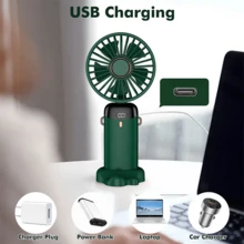 1 件便携式风扇，手持风扇个人迷你风扇可充电，5 档速度，带挂绳 USB 户外可折叠手持风扇，适用于办公室卧室户外旅行露营凉爽便携式风扇、学校用品、礼物，适用于钓鱼/露营/旅行，1200mAh - 彩色 - 查看 11