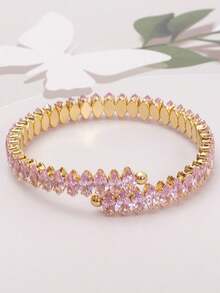 1 chiếc vòng tay thép titan zirconia hình học có thể điều chỉnh, trang sức thời trang cho phụ nữ - Đen và trắng - Xem 8