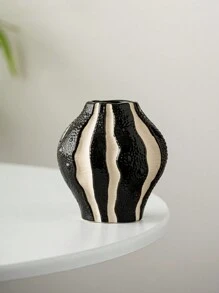 Cirelle 1 件垂直条纹陶瓷花瓶，黑白，简约现代风格，迷你装饰，适合婚礼、派对、家庭、办公桌、办公室、酒店、客厅、节日装饰 - 彩色 - 查看 12