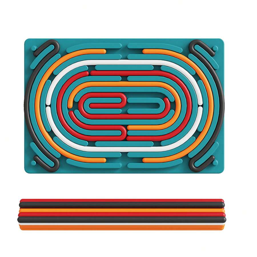 Sensory Activity Board Rectangular Silicone Puzzle Stress Relief Toy, Double-Sided Busy Board For Children, Enhances Fine Motor Skills, Includes Storage Bag - màu xanh lá - Xem 1