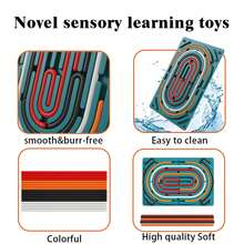Sensory Activity Board Rectangular Silicone Puzzle Stress Relief Toy, Double-Sided Busy Board For Children, Enhances Fine Motor Skills, Includes Storage Bag - màu xanh lá - Xem 7