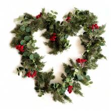 1pc Red Berry Vine, Tropical Leaves & Pine Decor Hanging Ornament, Seasonal Table Centerpiece, Valentine Day, Gift