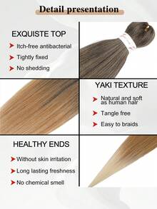 Braiding Hair Pre Stretched Professional Easy Braiding Hair For Crochet Braids Twists Locs Hair Soft Yaki Texture Hot Water Setting Synthetic Hair Extensions - Multicolor - View 4