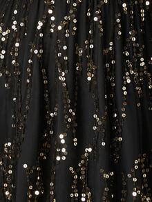 Double Crazy Abito con scollo a V profondo, frange e paillettes, moda taglie forti, estivo - nero - Visualizzare 7