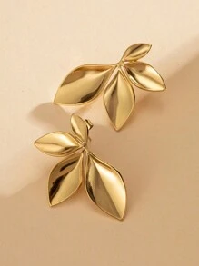 1 Par de Brincos de Pino de Aço Inoxidável com Estampa Floral Suave, Acessório de Moda Minimalista, Uso Diário e Presente para Mulheres