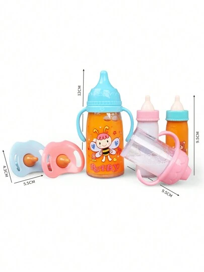 圣诞装饰新生儿奶瓶套装，大、小、中号可选，2 个牛奶瓶和 2 个果汁瓶，带 2 个玩具奶嘴，适用于娃娃配件，消失的牛奶和果汁，可作为女孩礼物、家居装饰