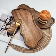 1pc Wooden Tray, Fruit Plate, Dessert Tray, Multipurpose Snack Plate, Decorative Fruit Dish, Food Platter, Coffee Cup Holder, Tea Cup Tray, Cake Plate, Breakfast Tray, Suitable For Home Kitchen, Hotel Restaurant, Cafe Display, Home Decor, Kitchen Decor Christmas Gift