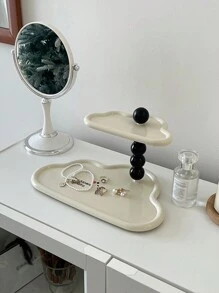 صينية عرض مستحضرات التجميل مزخرفة بشكل السحابة من الاكريليك الكريمي قطعة واحدة، طبقتين