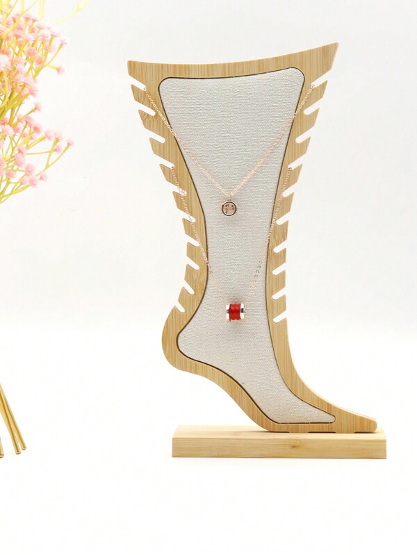 1 Stopa w kształcie bambusa i drewna stojak na naszyjniki, solidna drewniana deska, kreatywny stojak na biżuterię, stojak na naszyjniki Sun Travel Cool Back To School