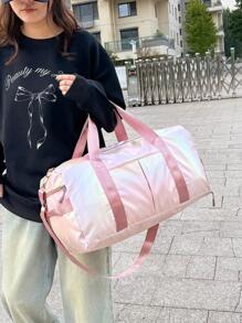 1 pieza Bolsa de yoga, deporte y gimnasia grande, impermeable, con compartimentos para húmedo y seco, de colores perlados y multicolor, adecuada para viajes, campamentos, uso en todas las estaciones, con compartimento para zapatos (se puede llevar en el trolley)