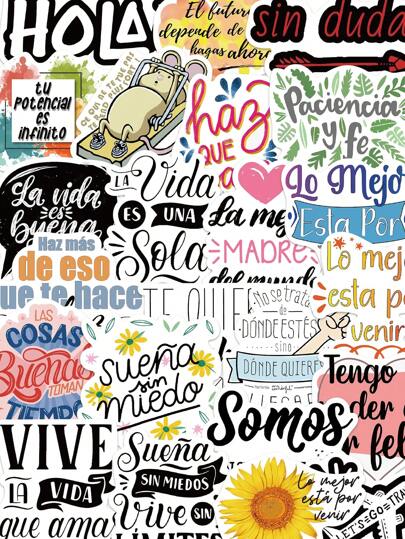 50 piezas de pegatinas inspiracionales en español- ¡Perfectas para tu teléfono, portátil, taza de agua y talla grande!