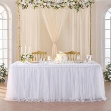 1 Peça Saia de Mesa de Tule Elegante e Romântica, Adequada para Mesas Redondas/Retangulares, Disponível nas Cores Rosa, Branco, Borgonha. Projetada para Cerimônias, Casamentos, Festas de Aniversário, Gato/Animal, Borboleta, Sereia, Revelação de Gênero, Mesas de Sobremesa, Banquetes de Hotel, Mesas de Conferência, Mesas de Hóquei no Gelo, Fornecedor