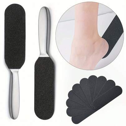 1 Peça Remoção De Calos Pé Pele Morta Arquivo Com 10 Almofadas De Substituição, Aço Inoxidável Profissional Ferramenta De Cuidados Com Os Pés, Removedor De Calos Do Pé E Conjunto De Raspador De Pé - Pés Suaves Em Segundos