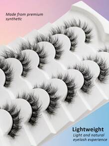 Asiteo 7 对全条睫毛自然柔软纤细交叉假睫毛日常佩戴仿貂皮睫毛条状睫毛、睫毛、睫毛、假睫毛